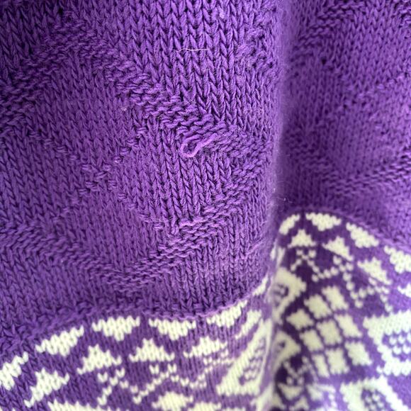 Vintage Women's Purple Knit Nordic Cottagecore Artisan Maximalist Sweater 20W - Picture 6 of 14